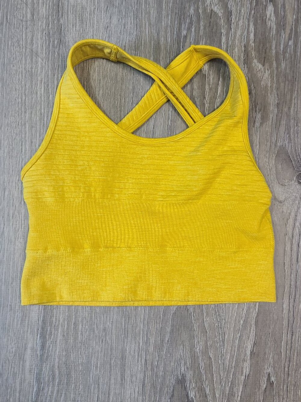 Alphalete Revival Vault Seamless Cross Back Sports Bra Yellow - Size XS